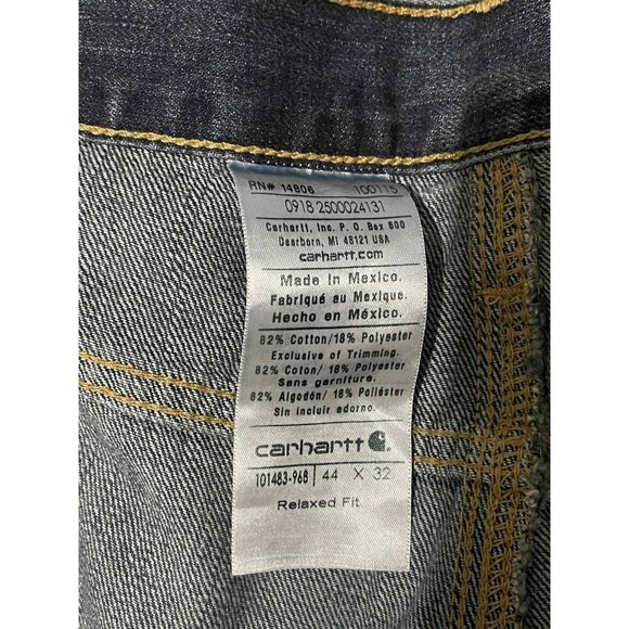 Carhartt Holter Jeans Mens 44x32 Blue Denim Relaxed Fit Straight Leg Workwear - Picture 3 of 10